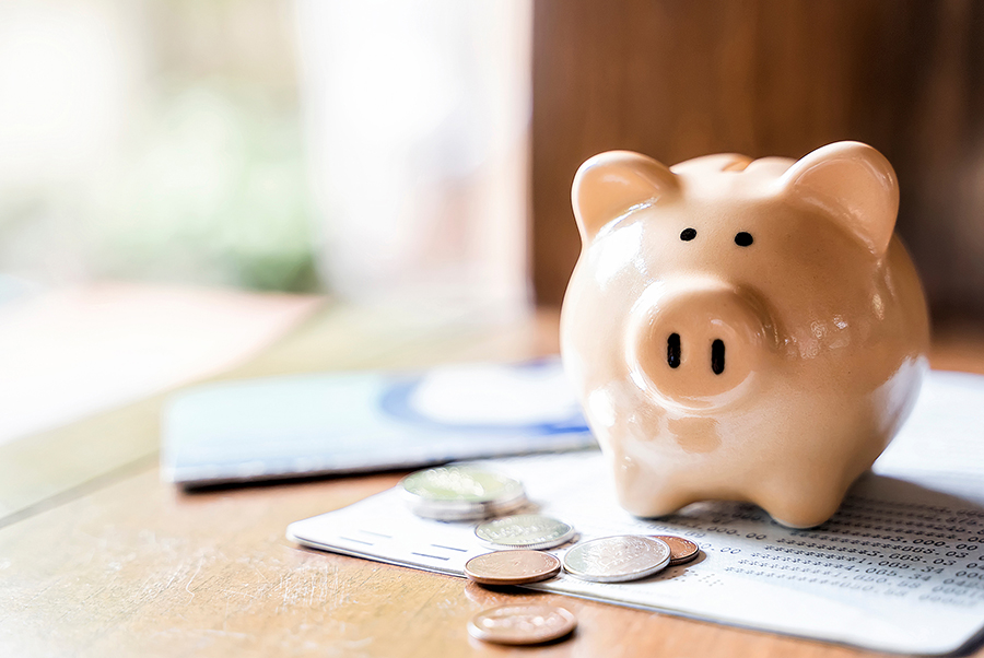 piggy bank and change